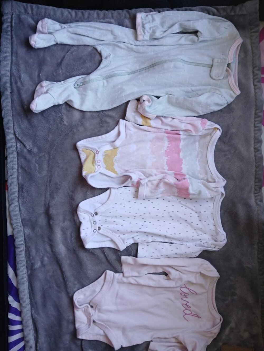 Cloud Island Baby Girl Bundle 0-3M - Footed Sleeve + 3 Onesies